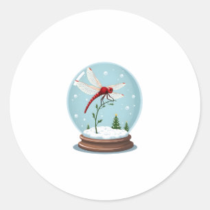 Snow Globe Dragonfly Classic Round Sticker