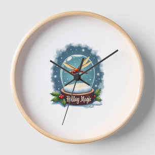 Snow Globe Dragonfly Clock
