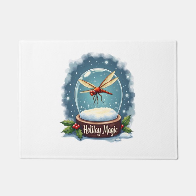 Snow Globe Dragonfly Doormat (Front)