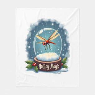 Snow Globe Dragonfly Fleece Blanket