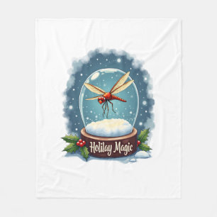 Snow Globe Dragonfly Fleece Blanket