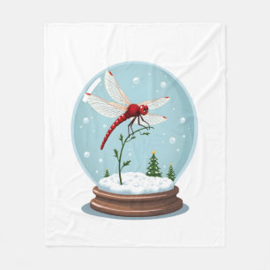 Snow Globe Dragonfly Fleece Blanket