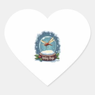 Snow Globe Dragonfly Heart Sticker