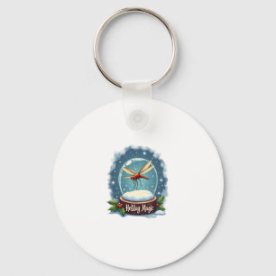 Snow Globe Dragonfly Key Ring