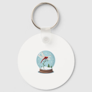 Snow Globe Dragonfly Key Ring