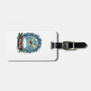 Snow Globe Dragonfly Luggage Tag