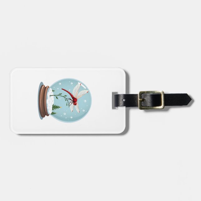 Snow Globe Dragonfly Luggage Tag (Front Horizontal)
