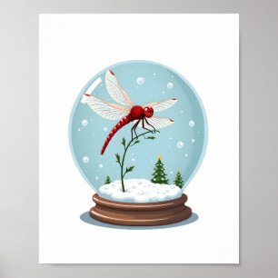 Snow Globe Dragonfly Poster