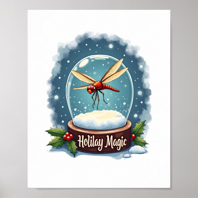 Snow Globe Dragonfly Poster (Front)