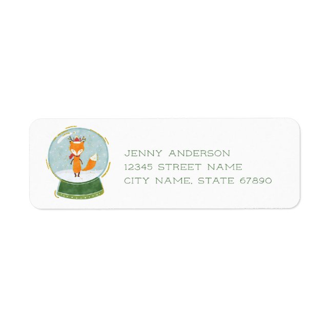 Snow Globe Fox Return Address Labels (Front)