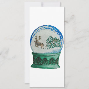 Snow Globe Glass Ball Winter Wonderland Christmas Holiday Card
