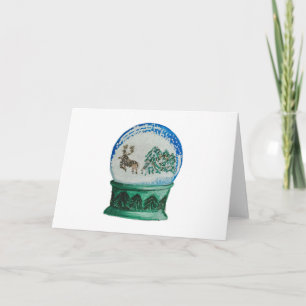 Snow Globe Glass Ball Winter Wonderland Christmas Holiday Card
