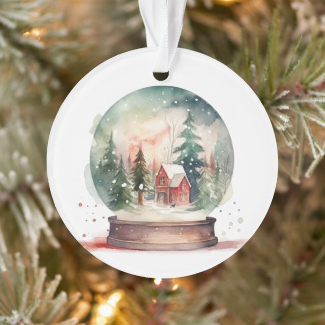 Snow Globe Glass Ball Winter Wonderland Christmas Ornament (Tree)