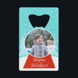 Snow Globe Holiday Photo Bottle Opener<br><div class="desc">Shake it up this holiday season with this customisable Snow Globe Holiday Photo Stainless Steel Bottle Opener! The design features a snow globe sitting in a scene so perfect it is usually only seen in a snow globe. The globe has a red base and a ball ready for your favourite...</div>
