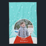 Snow Globe Holiday Photo Kitchen Towel<br><div class="desc">Shake it up this holiday season with this customisable Snow Globe Holiday Photo Kitchen Towel! The design features a snow globe sitting in a scene so perfect it is usually only seen in a snow globe. The globe has a red base and a ball ready for your favourite photo. Simply...</div>