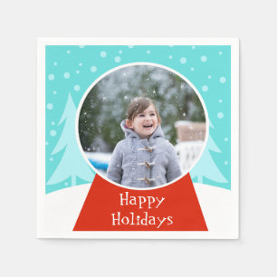 Snow Globe Holiday Photo Paper Napkins