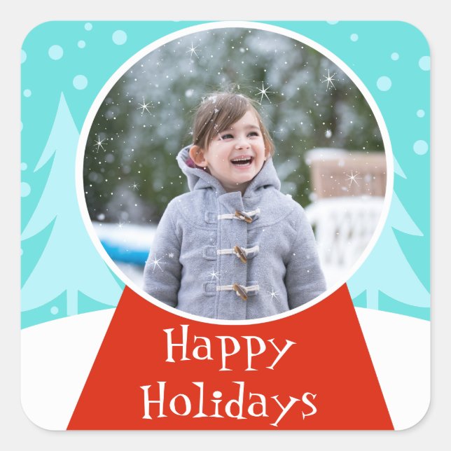 Snow Globe Holiday Photo Stickers (Front)