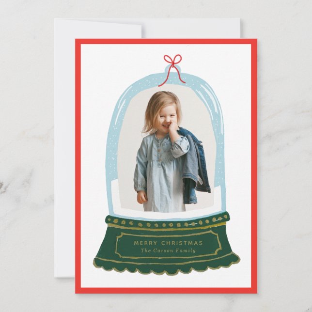Snow Globe Illustration Holiday Photo Card (Front)