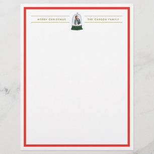 Snow Globe Illustration Holiday Photo Stationery Custom Letterhead