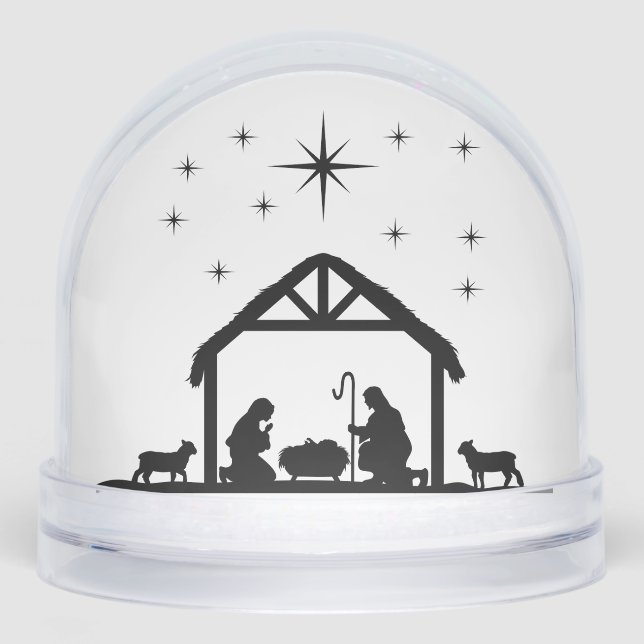 SNOW GLOBE NATIVITY AND CHRISTMAS TREES  (Front)