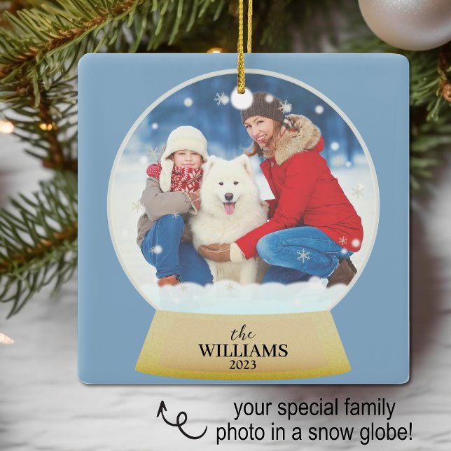 Snow Globe Photo Name Personalised Ceramic Ornament (Creator Uploaded)