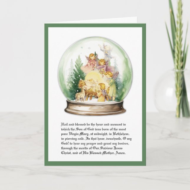 Snow Globe Religious St. Andrew Novena Nativity Holiday Card (Front)