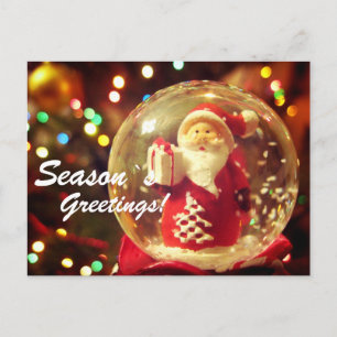 Snow globe Santa Claus Holiday Postcard