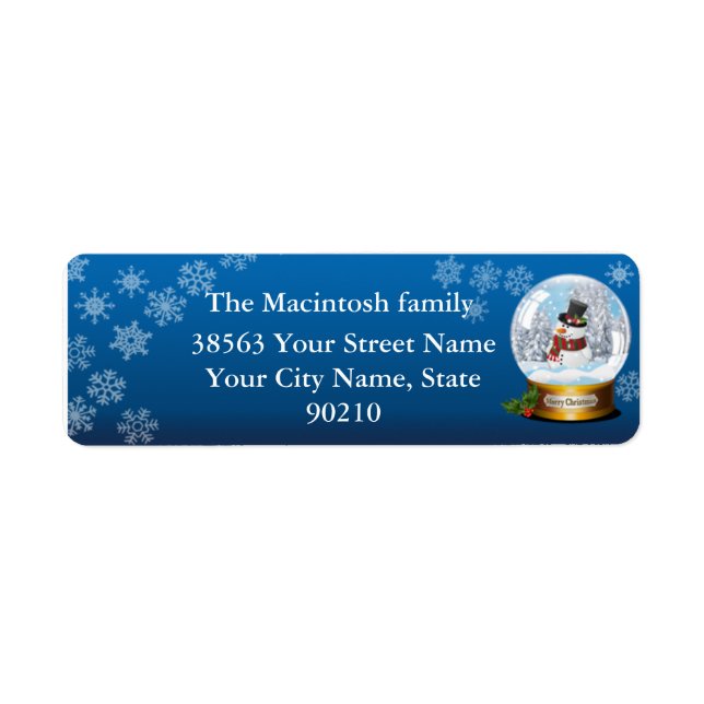 Snow Globe Snow Man Return Address Label (Front)
