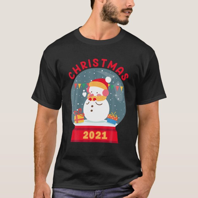 Snow Globe Snowball Christmas Snowman S Merry Xmas T-Shirt (Front)