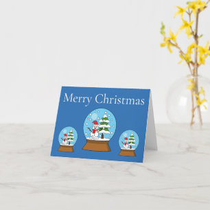 Snow Globe w/ Snowman and Pine Tree Personalise Card
