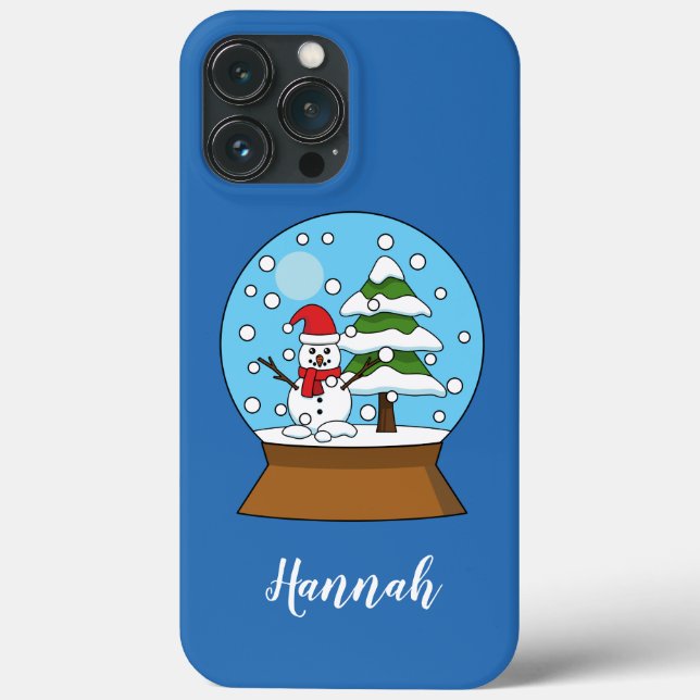 Snow Globe w/ Snowman and Pine Tree | Personalise Case-Mate iPhone Case (Back)
