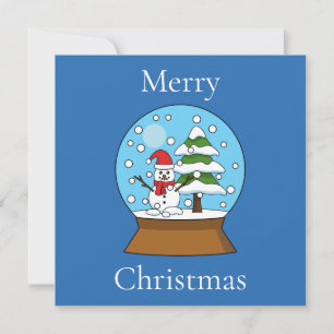 Snow Globe w/ Snowman and Pine Tree Personalise Holiday Card