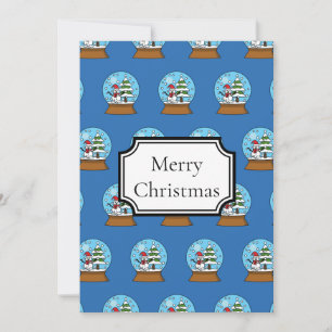 Snow Globe w/ Snowman and Pine Tree Personalise Holiday Card
