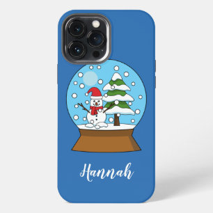 Snow Globe w/ Snowman and Pine Tree Personalise iPhone 13 Pro Max Case