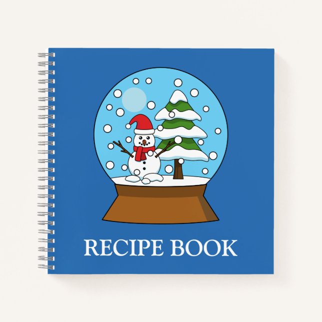Snow Globe w/ Snowman and Pine Tree | Personalise Notebook (Front)