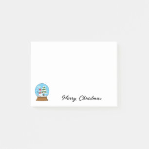 Snow Globe w/ Snowman and Pine Tree Personalise Post-it Notes
