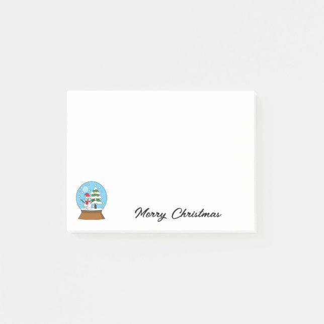 Snow Globe w/ Snowman and Pine Tree | Personalise Post-it Notes (Front)