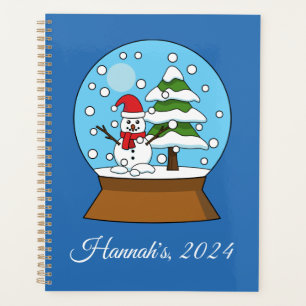 Snow Globe w/ Snowman and Pine Tree Personalize Planner