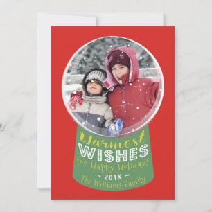 Snow Globe Warmest Wishes Christmas Photo Card