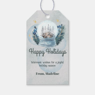Snow globe watercolor Christmas holiday gift tags