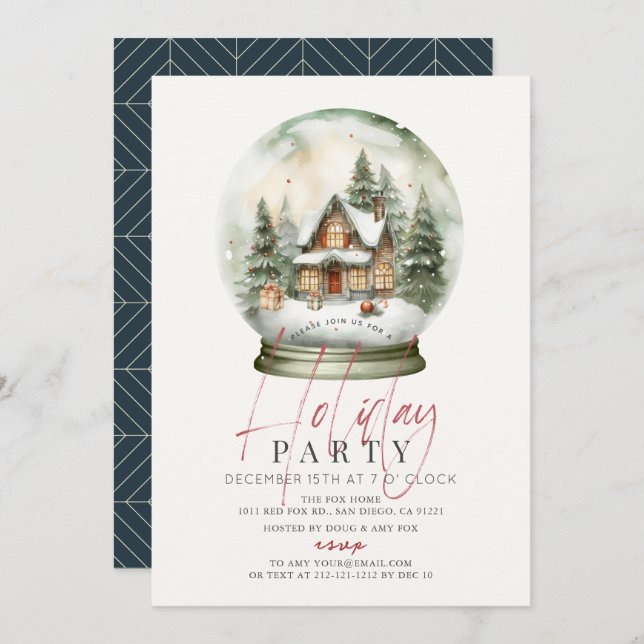 Snow Globe Winter Scenery Christmas Holiday Party Invitation (Front/Back)