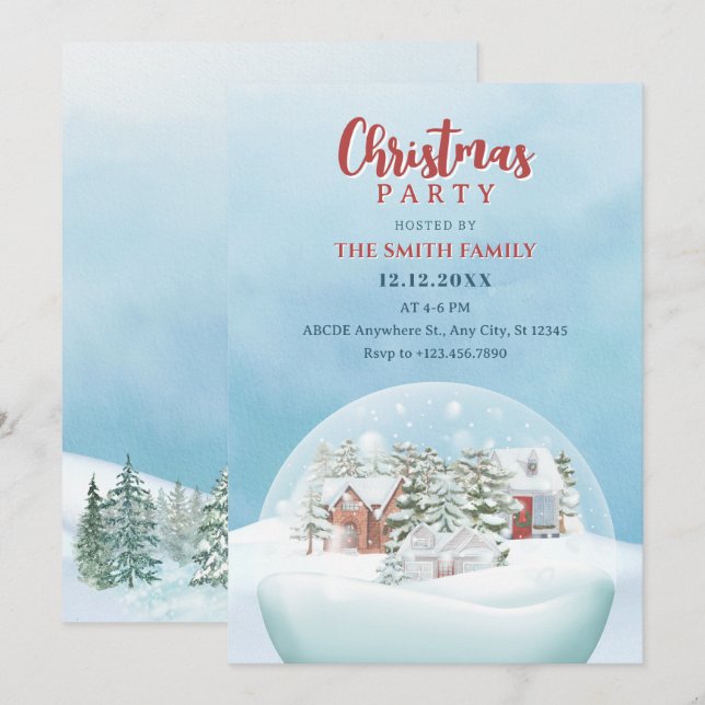Snow globe Winter wonderland christmas  Invitation (Front/Back)