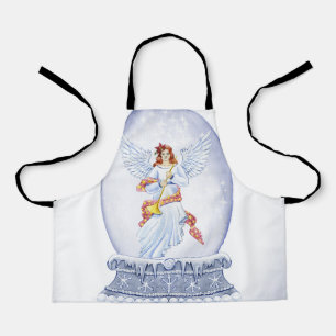 Snow globe with angel illustration apron