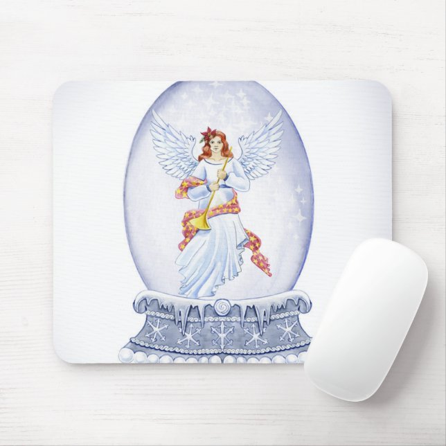 Snow globe with angel illustration mouse pad (With Mouse)