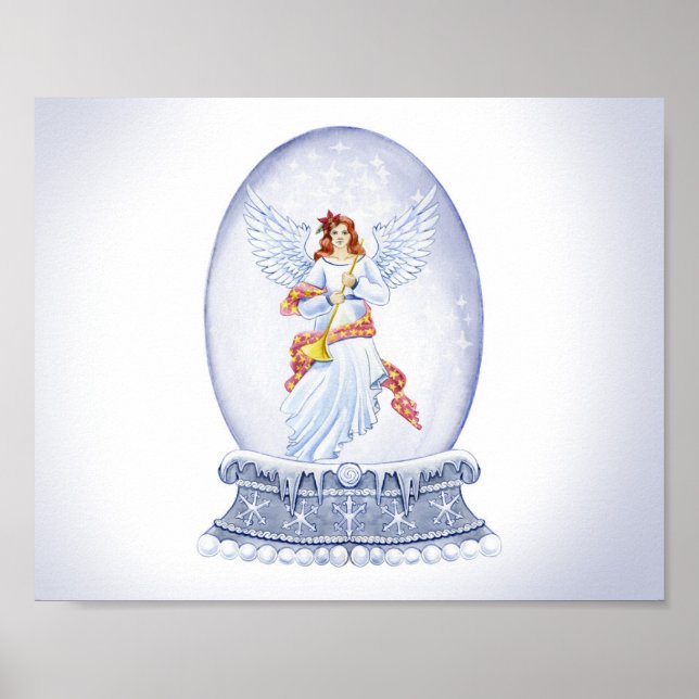 Snow globe with angel illustration poster (Front)
