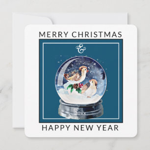 Snow Globe with Birds   Christmas  Holiday Card