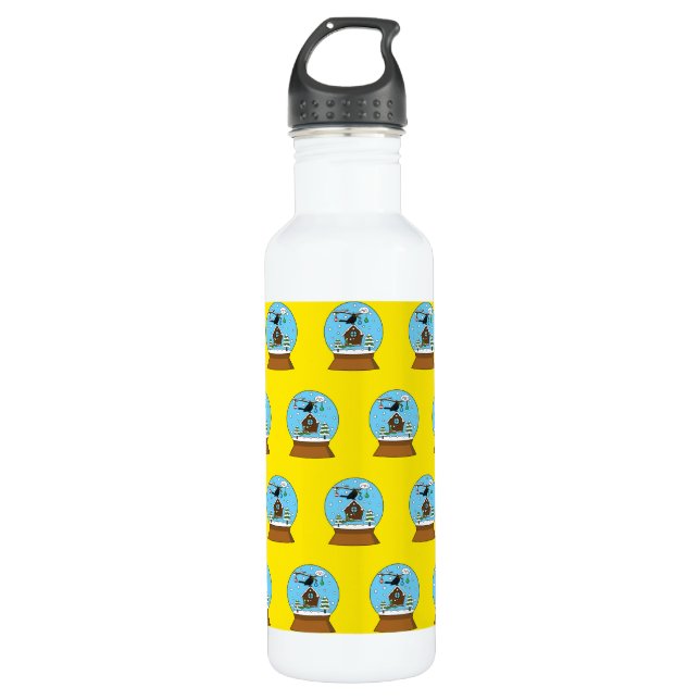 Snow Globe with Blackbird Singing 710 Ml Water Bottle (Front)