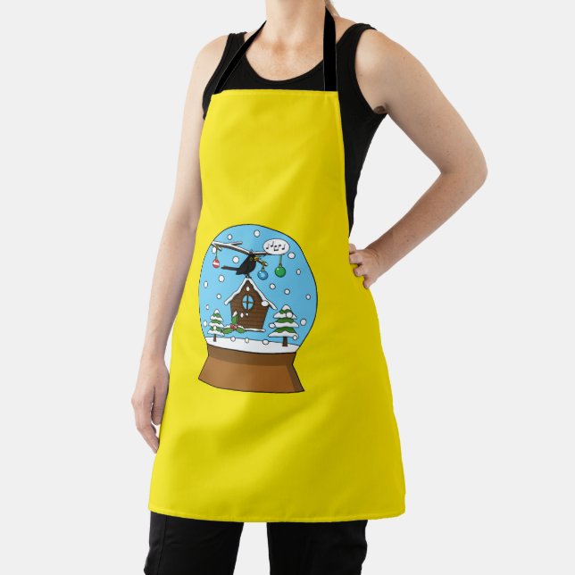 Snow Globe with Blackbird Singing Apron (Insitu)