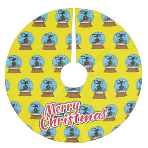 Snow Globe with Blackbird Singing Brushed Polyester Tree Skirt