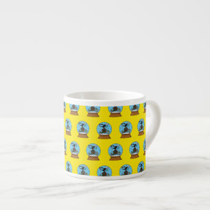 Snow Globe with Blackbird Singing Espresso Cup